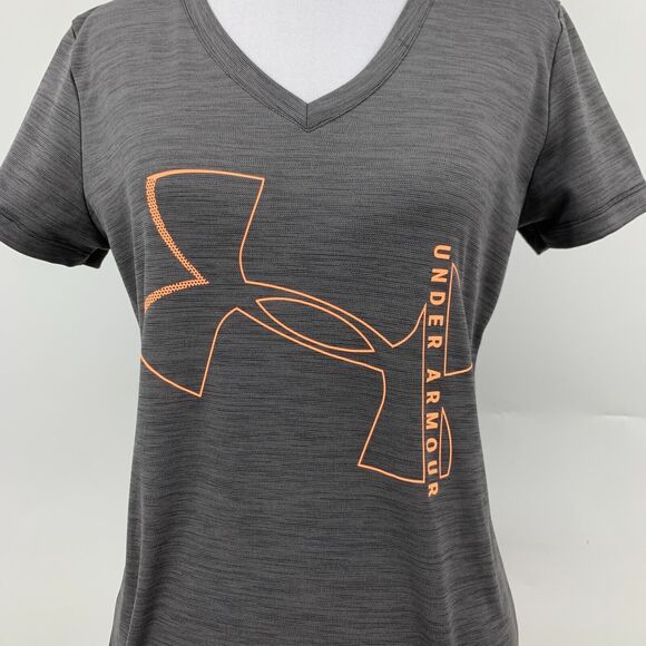 Under Armour T Shirt Womens XS Extra Small Gray V Neck HeatGear Performance Tee - Picture 3 of 10